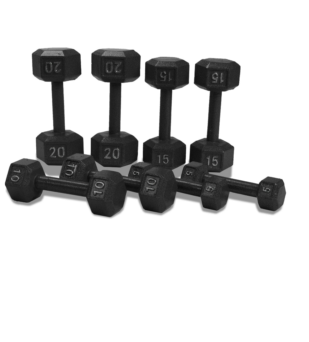 Cap Juego de Pesas con Mancuernas Hexagonales de Hierro Fundido con Barra de 100 lb y Estante, Negro